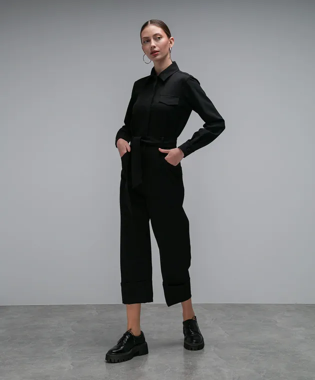 Max Mara Bari black logo wool jumpsuit