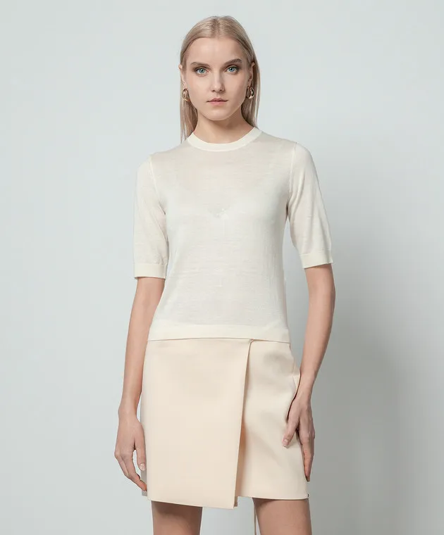 Max Mara Beige Samuele jumper in silk and wool with crystals