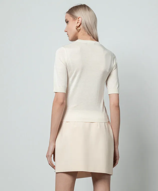 Max Mara Beige Samuele jumper in silk and wool with crystals