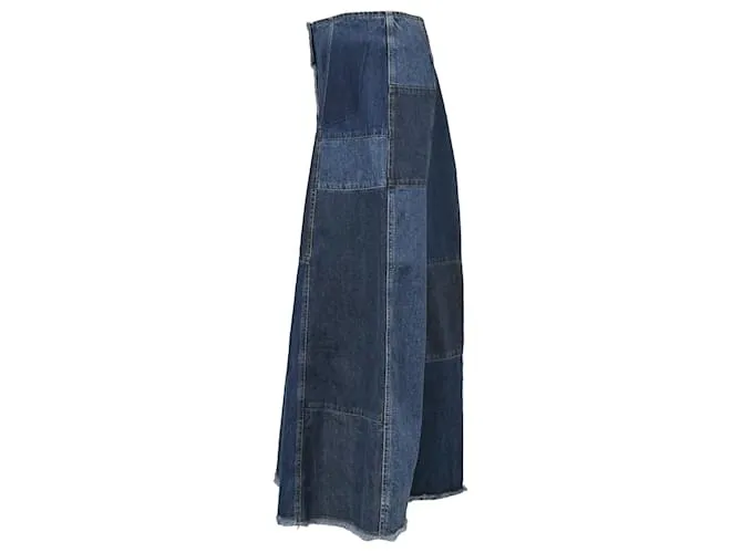 McQ By Alexander McQueen Falda midi acampanada con patchwork en azul denimalexande Azul claro 