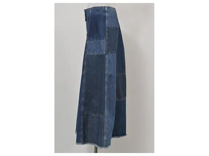 McQ By Alexander McQueen Falda midi acampanada con patchwork en azul denimalexande Azul claro 