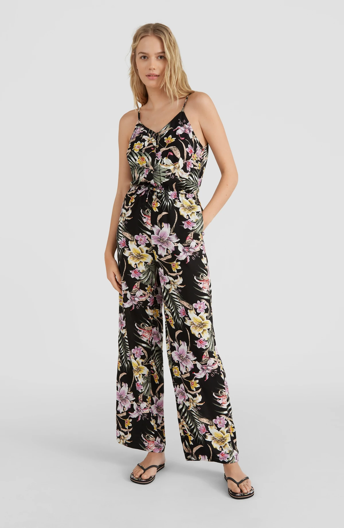 Mono fluido O’NEILL práctico y cómodo para Mujer BEACH JUMPSUIT Black Ref. 1300020 negro estampado