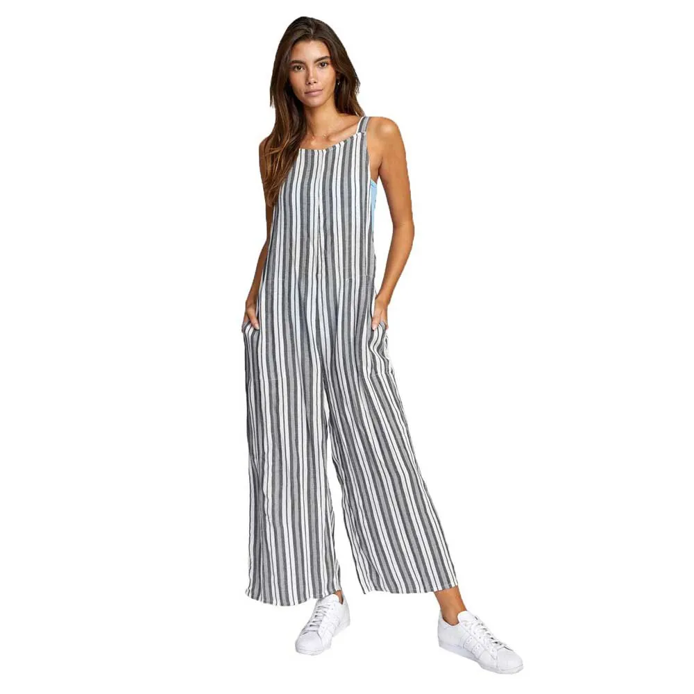 Mono/peto RVCA largo tirantes para mujer EASY STREET JUMPSUIT WRITE A REVIEW Ref. W3ONRL blanco/gris rayas