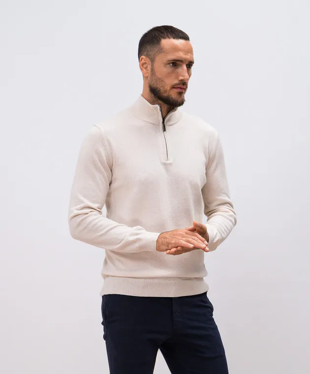 MooRER Beige jumper TERNI made of cashmere and silk