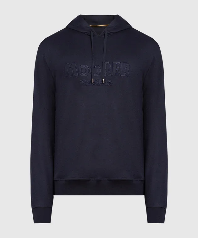 MooRER Blue wool jumper with logo embroidery