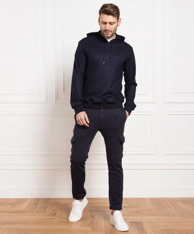 MooRER Blue wool jumper with logo embroidery