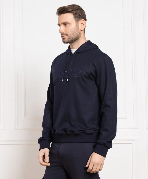 MooRER Blue wool jumper with logo embroidery