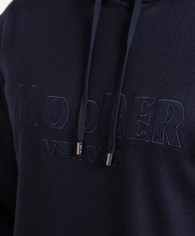 MooRER Blue wool jumper with logo embroidery