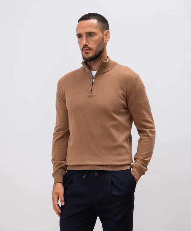 MooRER Brown jumper TERNI made of cashmere and silk