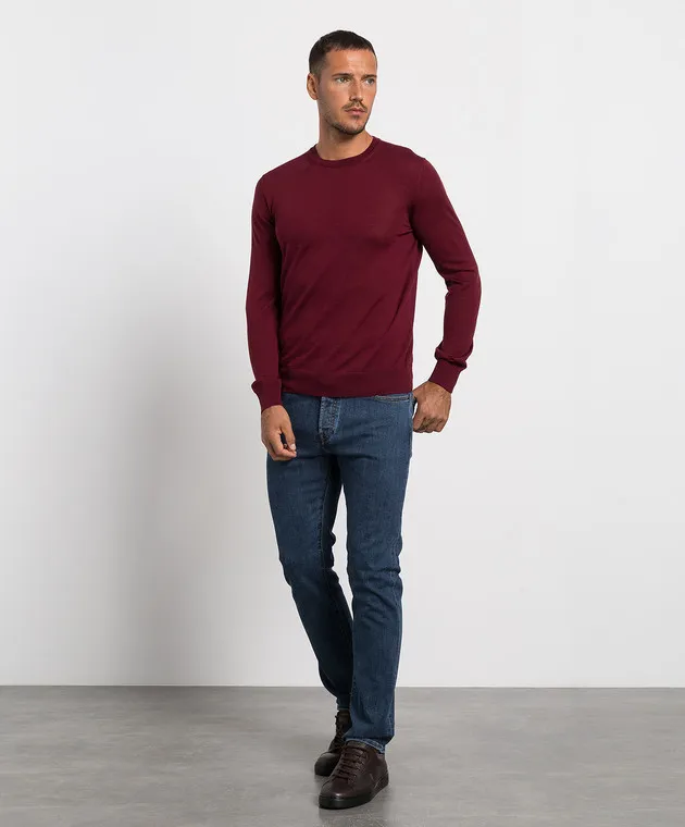 MooRER Burgundy wool jumper Cornelius-mll