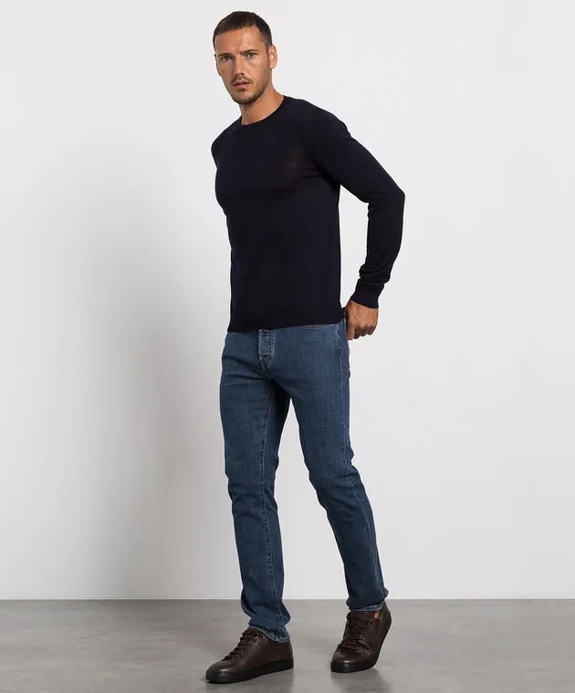 MooRER Navy blue Cornelius-mll wool jumper