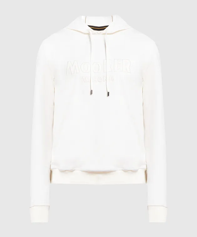 MooRER White wool jumper with logo embroidery