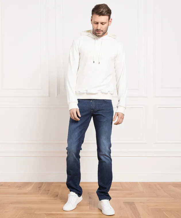 MooRER White wool jumper with logo embroidery