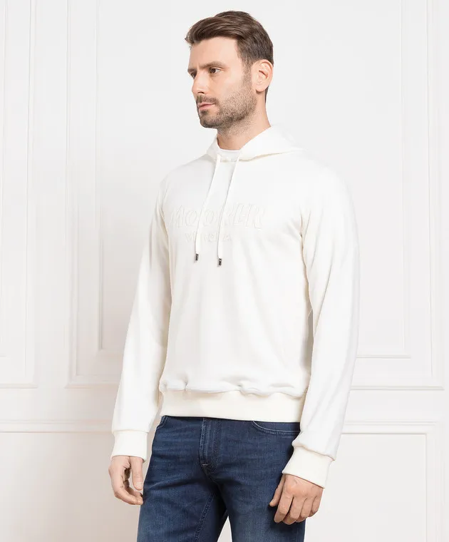 MooRER White wool jumper with logo embroidery