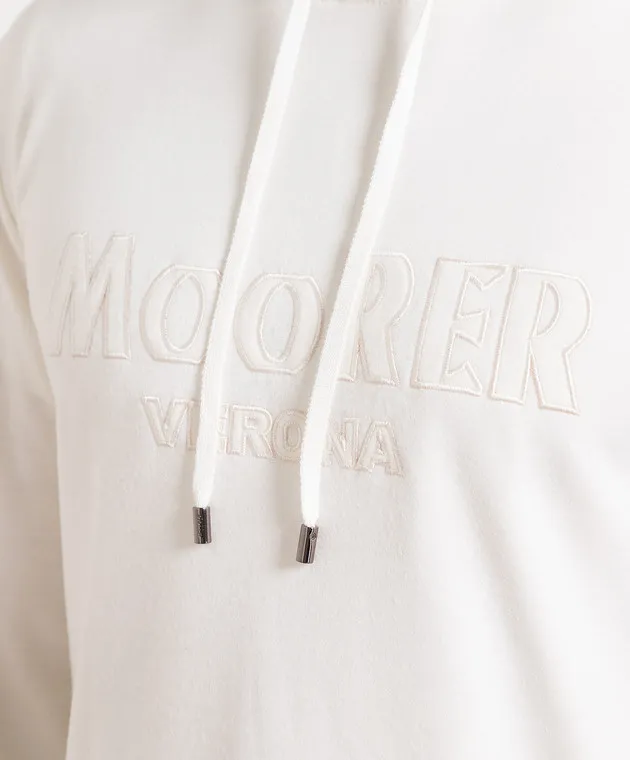 MooRER White wool jumper with logo embroidery