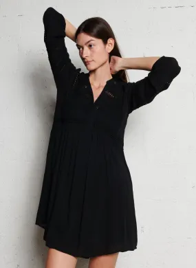 MUSE BIS - Vestido recto con cuello de pico en negro