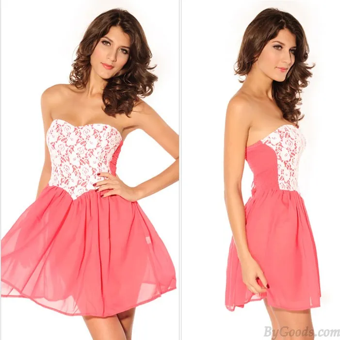 Nice Pink Lace Tee Dress