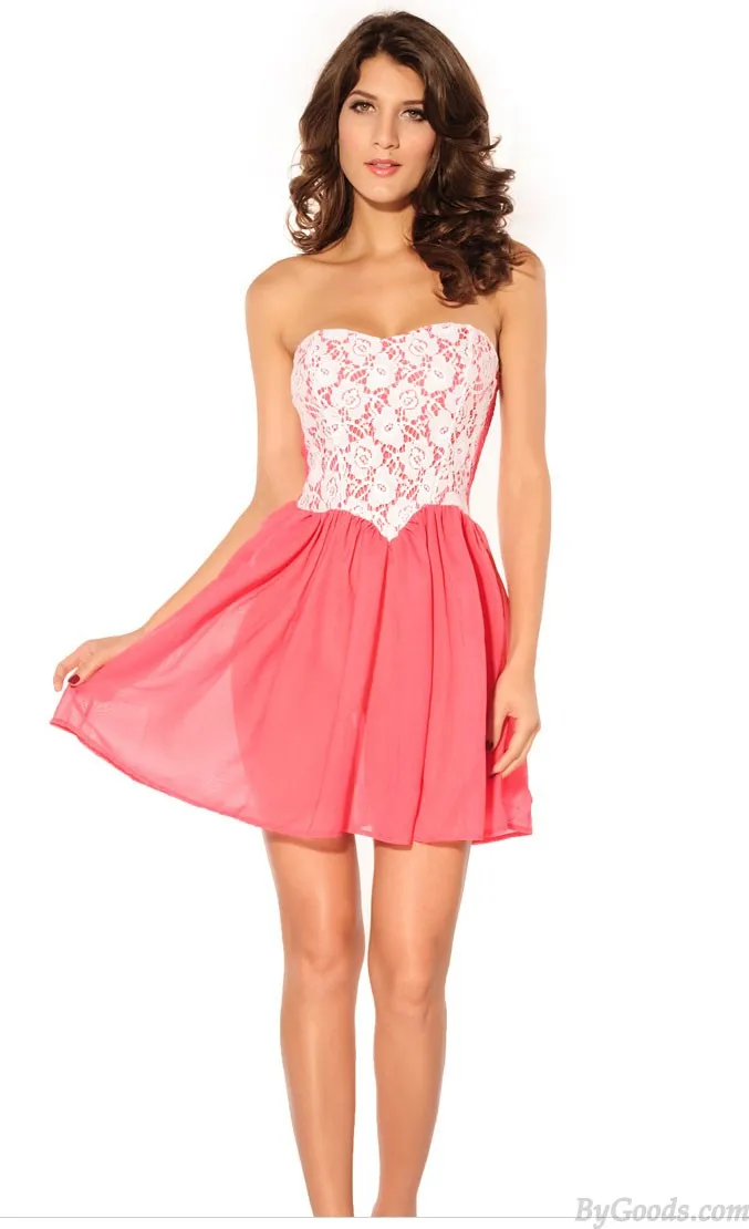 Nice Pink Lace Tee Dress