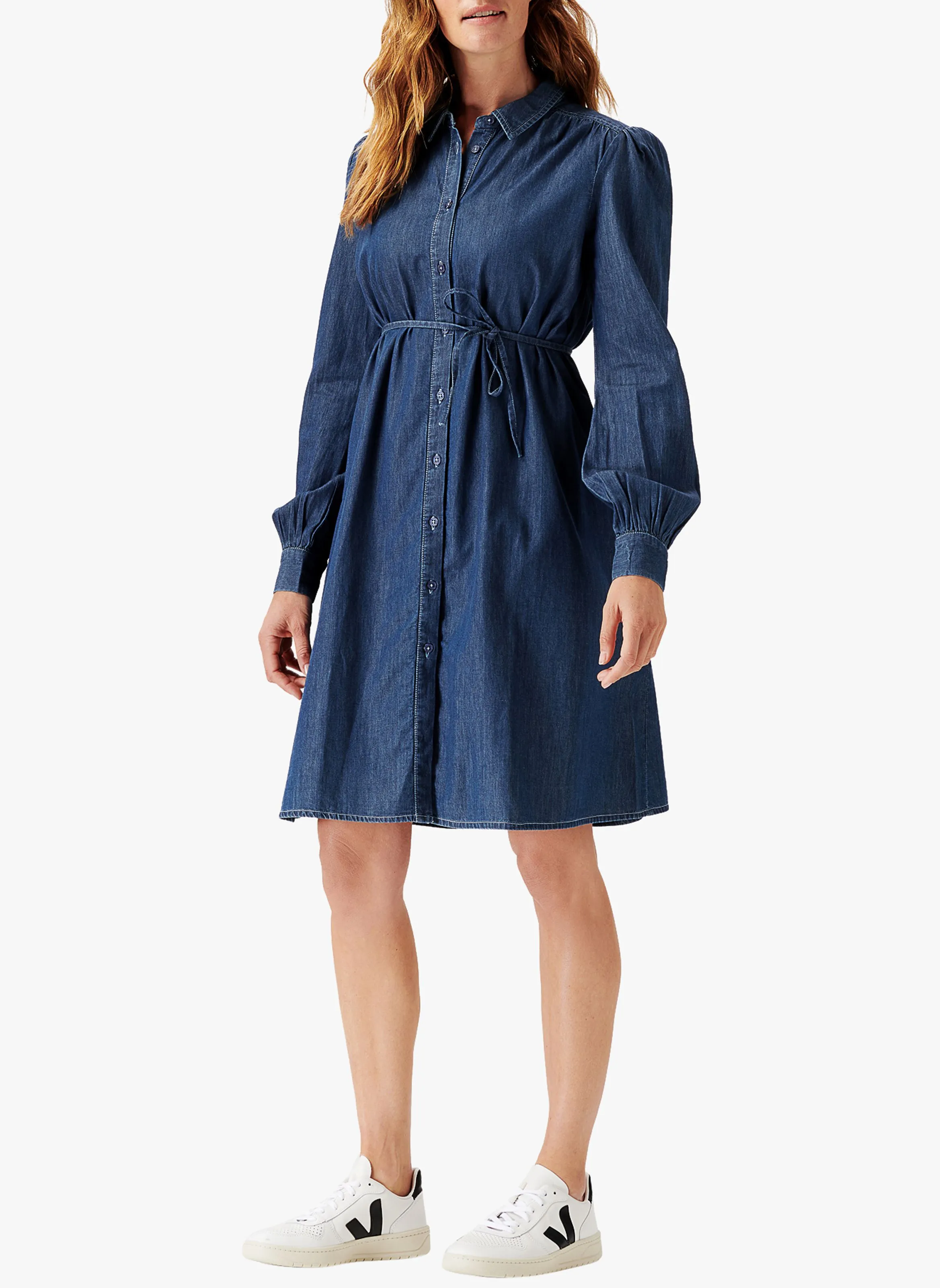 OBERLIN - Vestido camisero vaquero premamá en azul