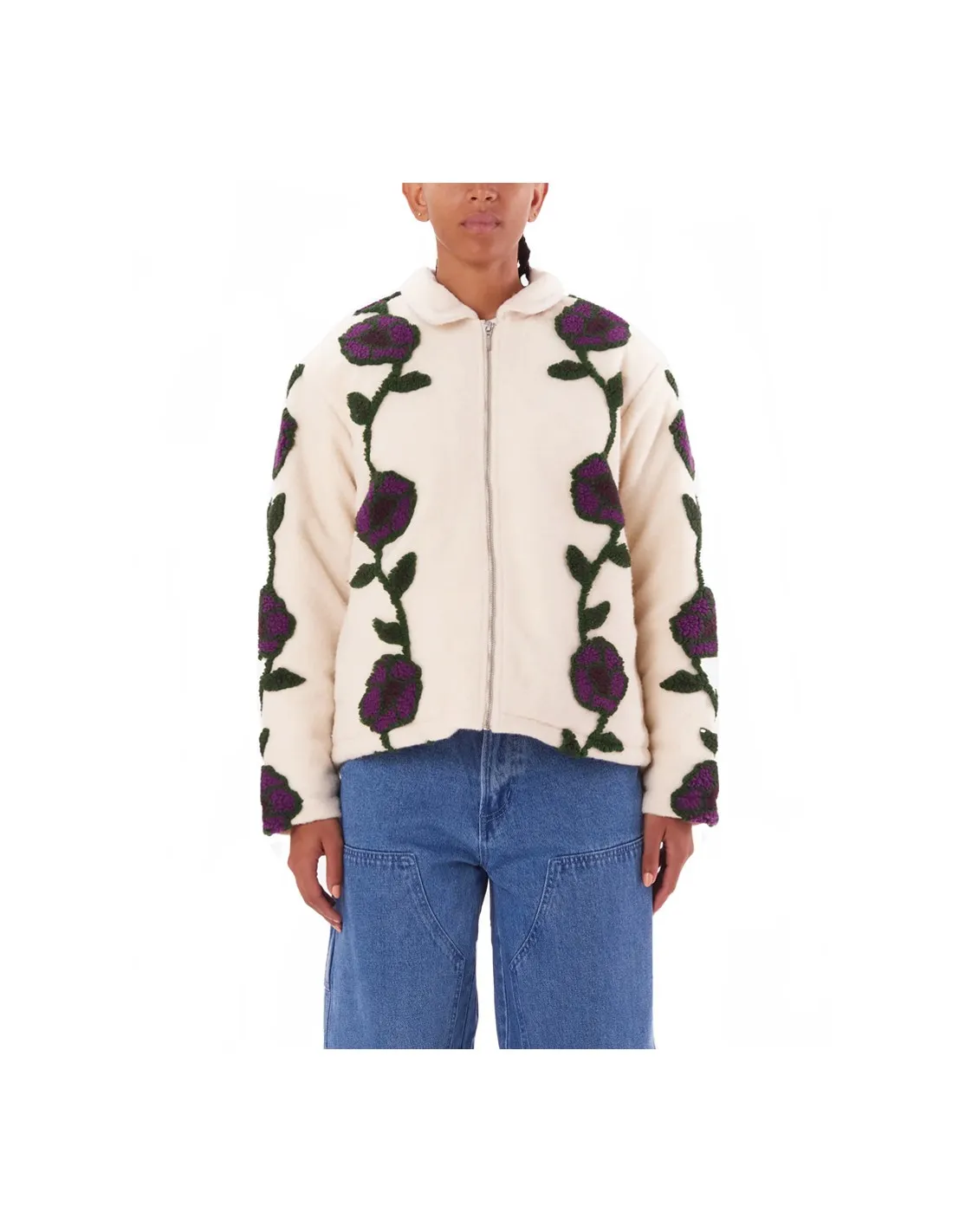 OBEY FIELDS JACQUARD SHERPHA JACKET UNBLEACHED MULTI