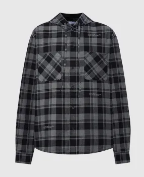 Off-White Gray checkered shirt with a hood