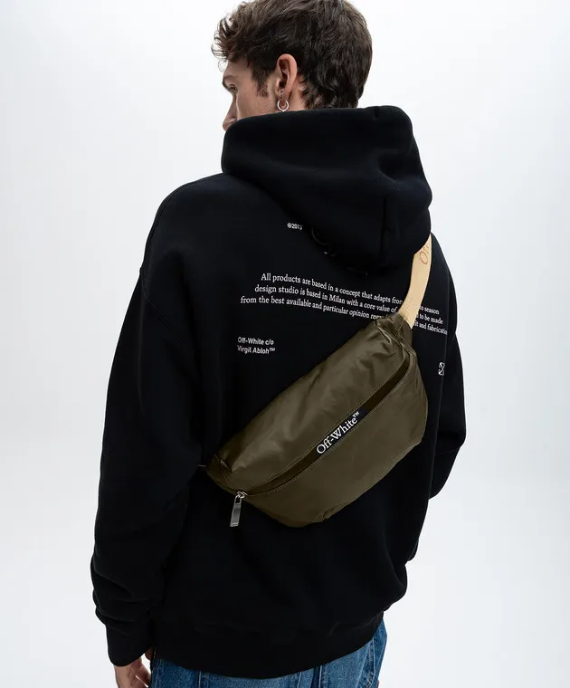 Off-White Khaki belt bag with logo print