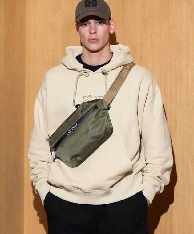 Off-White Khaki belt bag with logo print