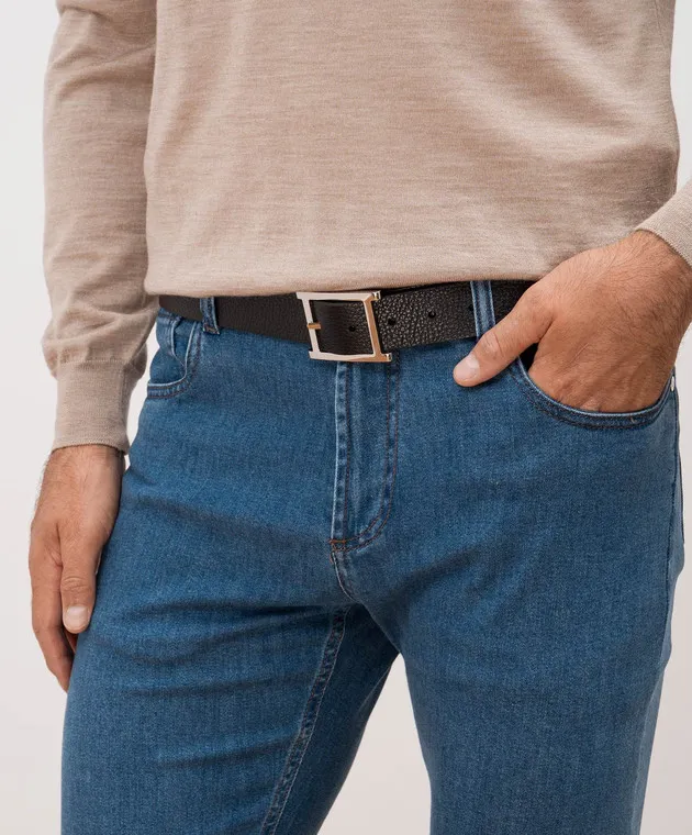 Orciani Double-sided leather belt with embossed grain