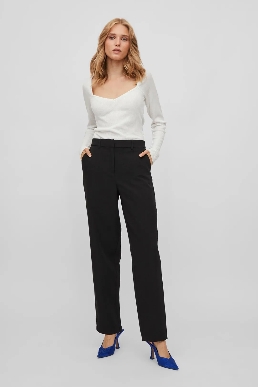 PANTALON RECTO TELA VIKAMMA NEGRO