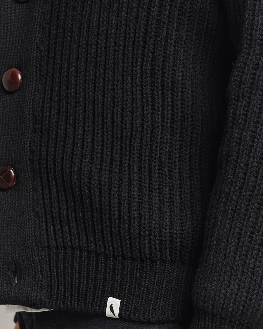 Peregrine Wilkinson Ribbed Wool Cardigan Black