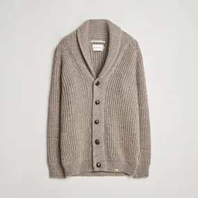 Peregrine Wilkinson Ribbed Wool Cardigan Light Brown