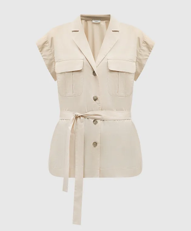 Peserico Beige blouse with a belt