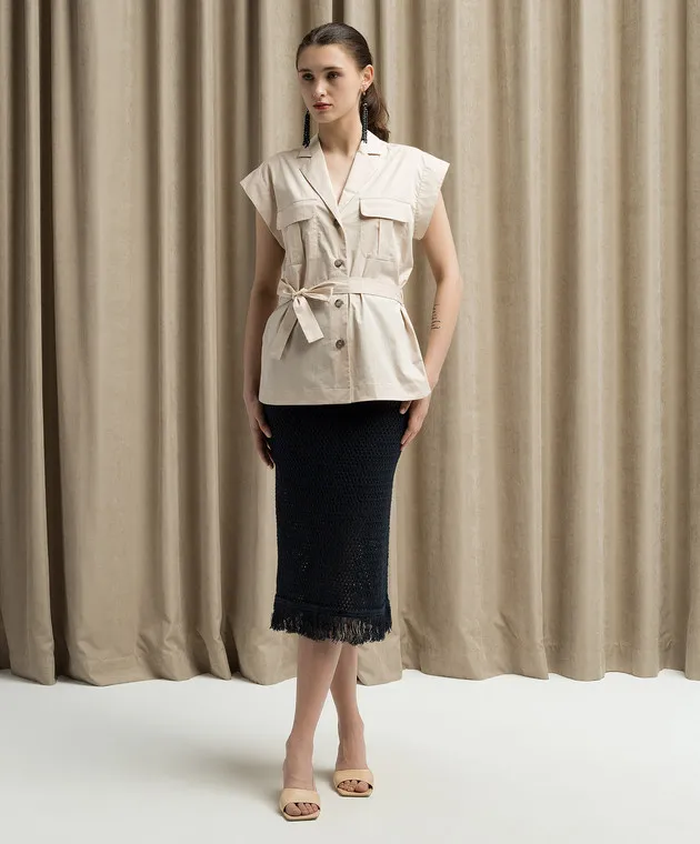 Peserico Beige blouse with a belt