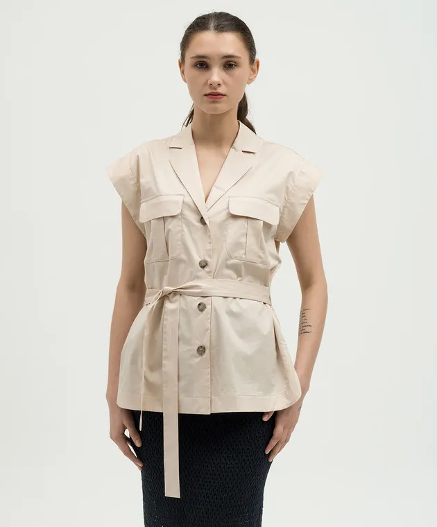 Peserico Beige blouse with a belt