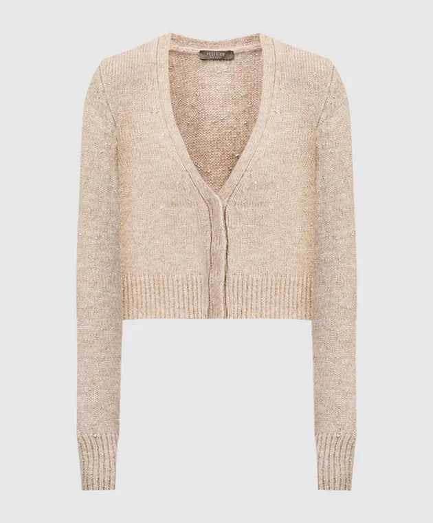 Peserico Beige cardigan with lurex