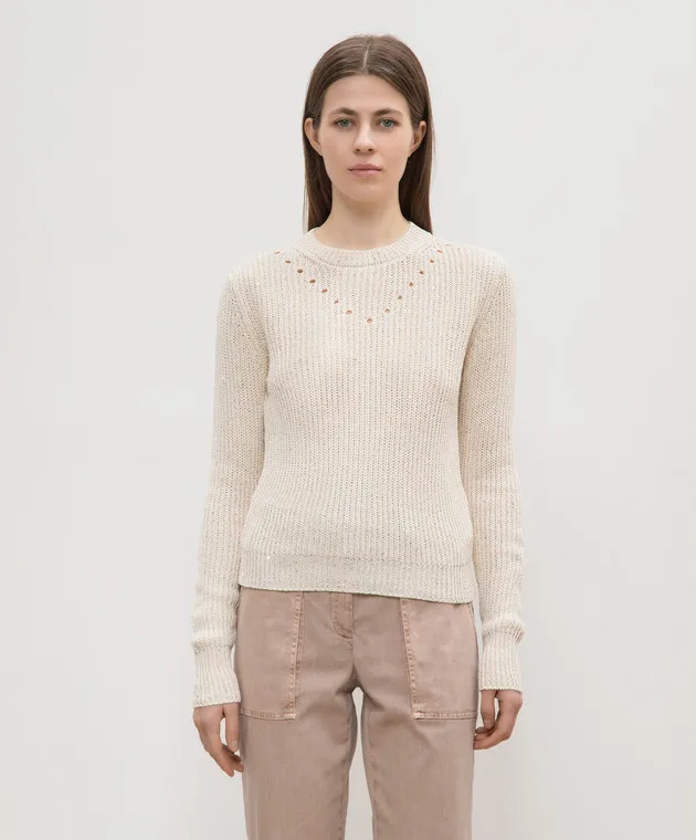 Peserico Beige jumper with sequins