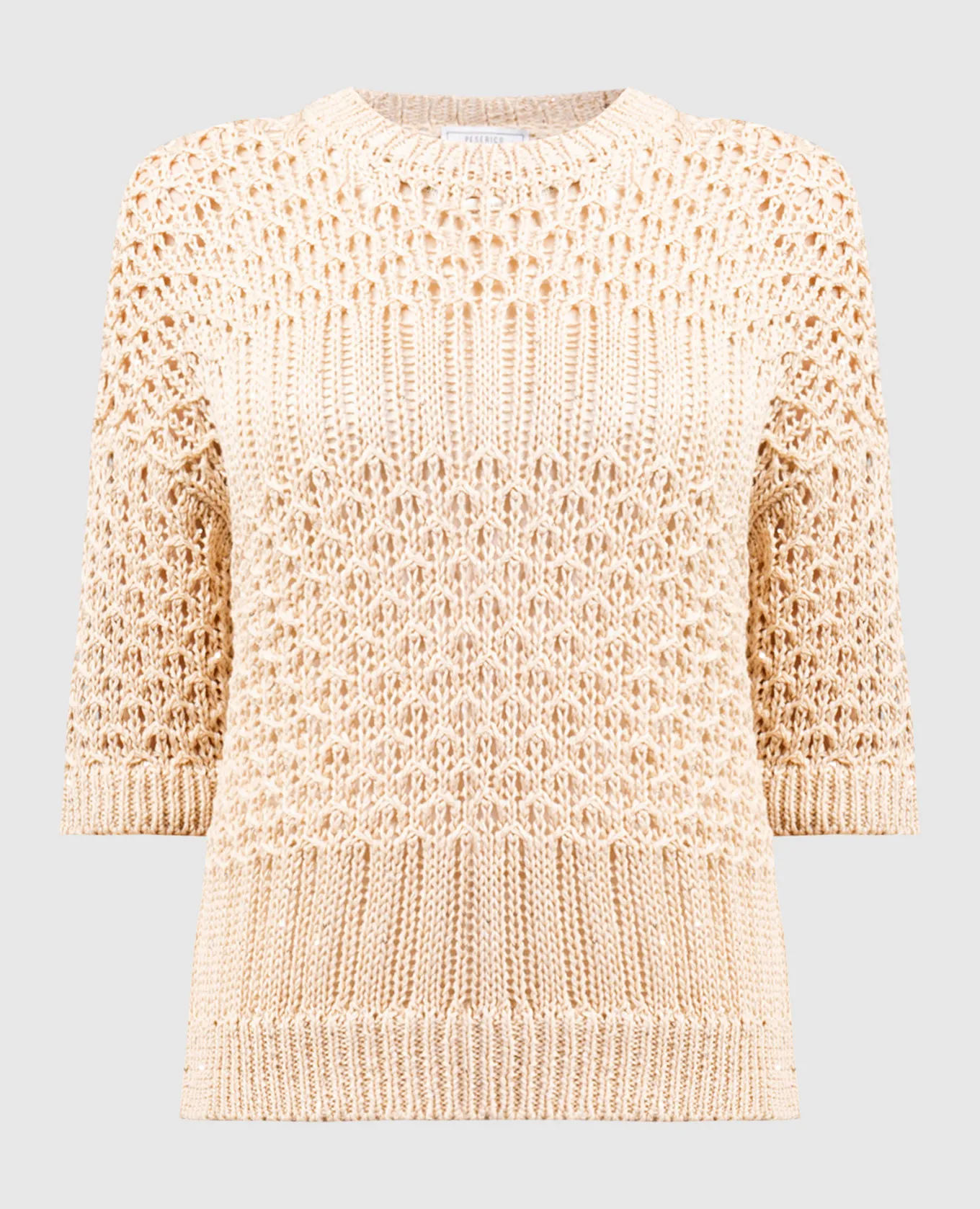 Peserico Beige openwork jumper with sequins