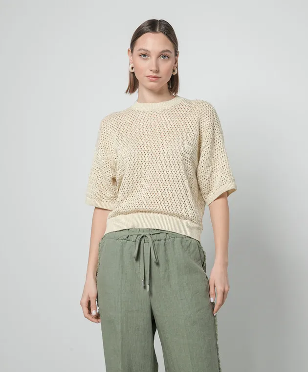 Peserico Beige openwork jumper