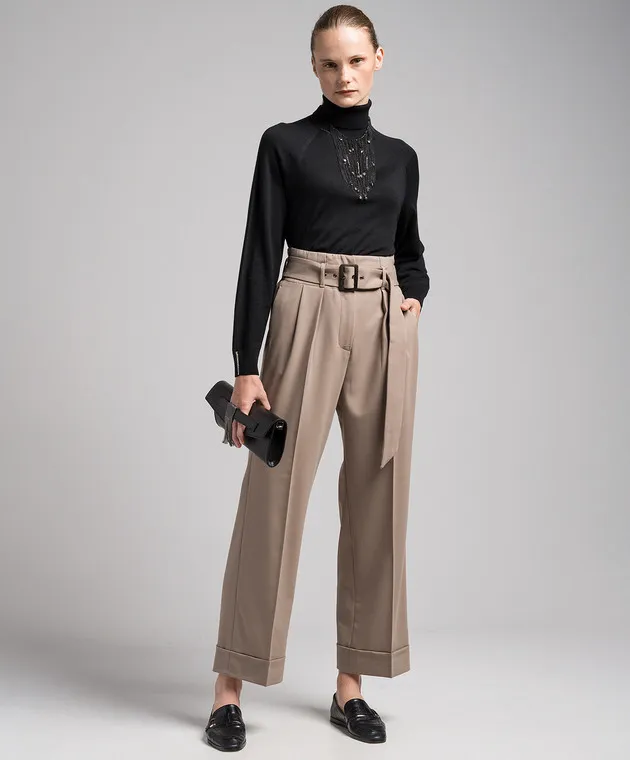 Peserico Beige pants with a belt