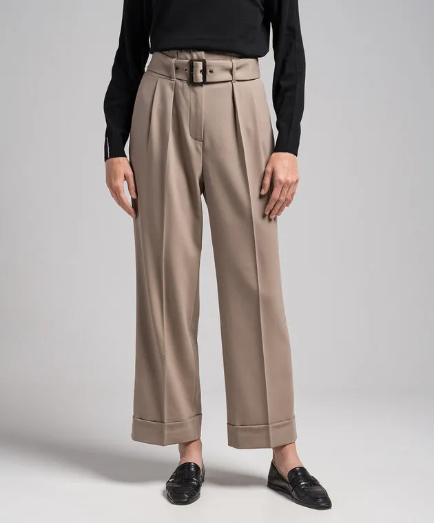 Peserico Beige pants with a belt