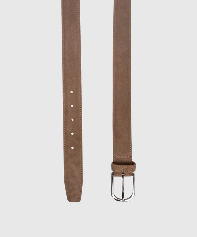 Peserico Beige suede belt with logo