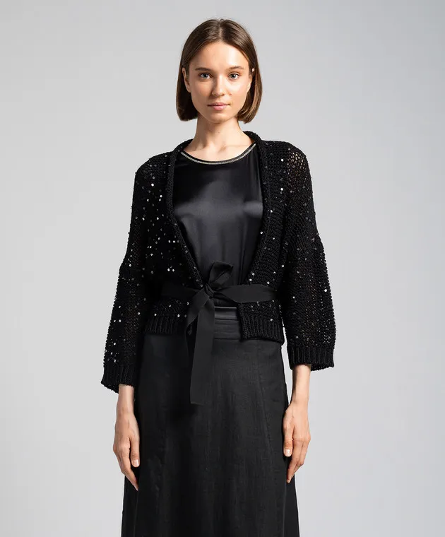 Peserico Black cardigan with sequins