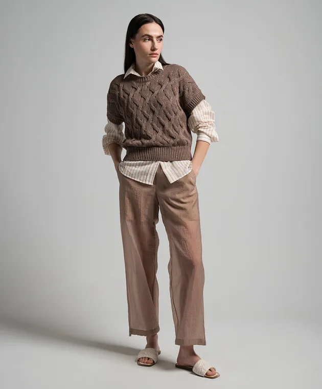 Peserico Brown jumper with sequins