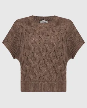 Peserico Brown jumper with sequins