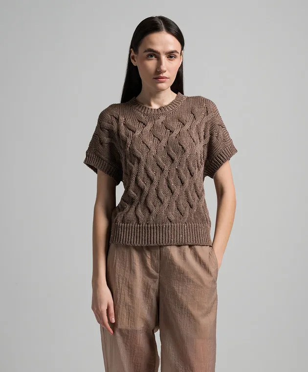 Peserico Brown jumper with sequins