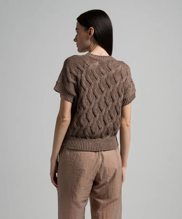 Peserico Brown jumper with sequins