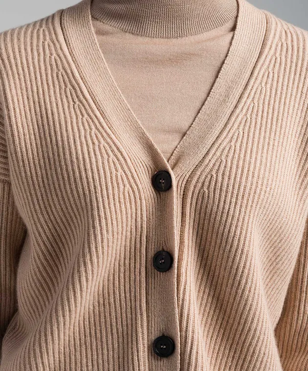 Peserico Brown striped cardigan with lurex