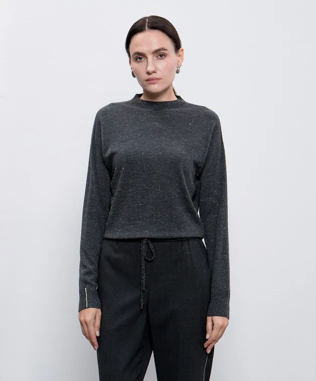 Peserico Gray jumper with wool and lurex