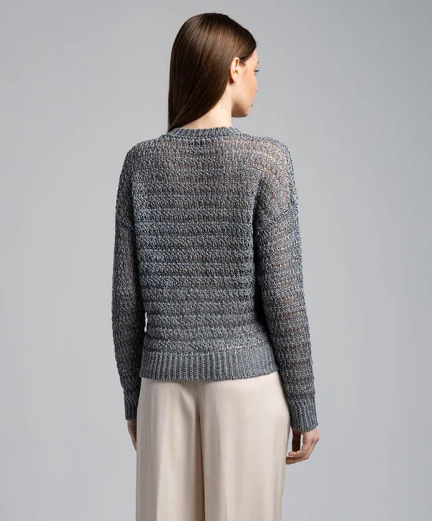 Peserico Gray openwork jumper with linen