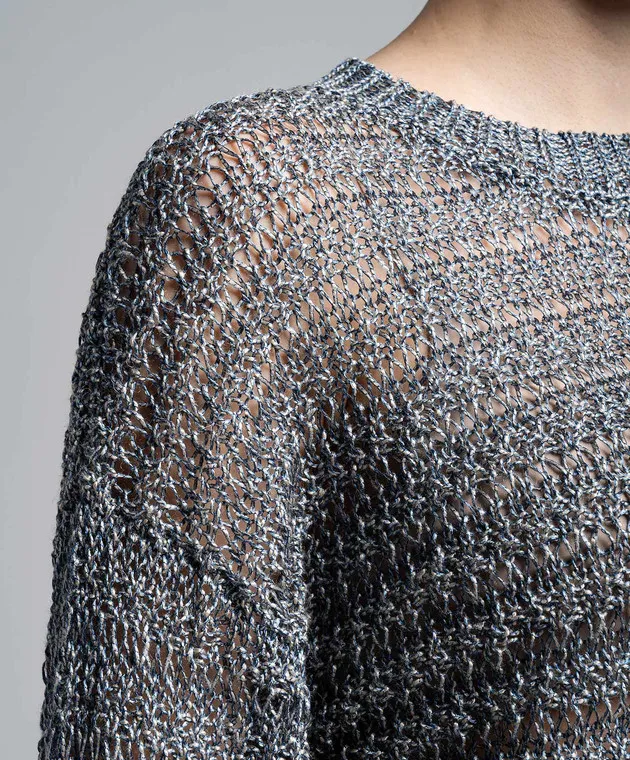 Peserico Gray openwork jumper with linen